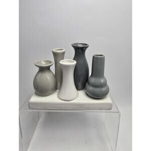 Multi Connected 5 Bud vases Gray Neutral Tones